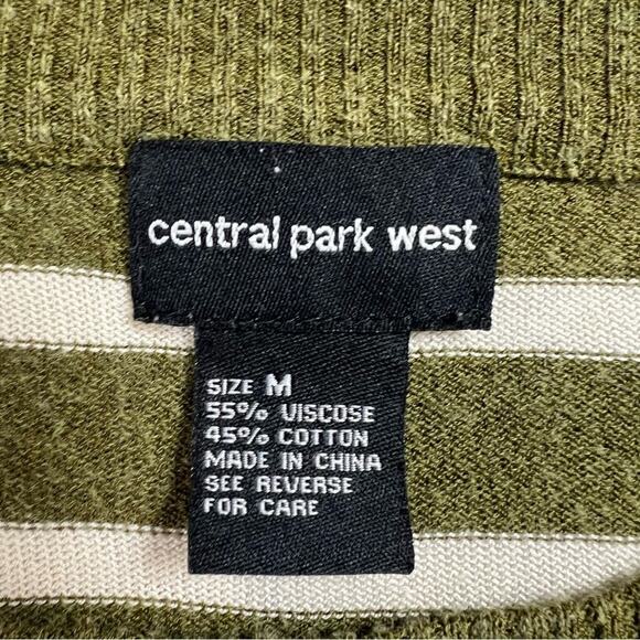 Central Park West Women's Medium Striped Green Crewneck Sweater - Picture 5 of 5